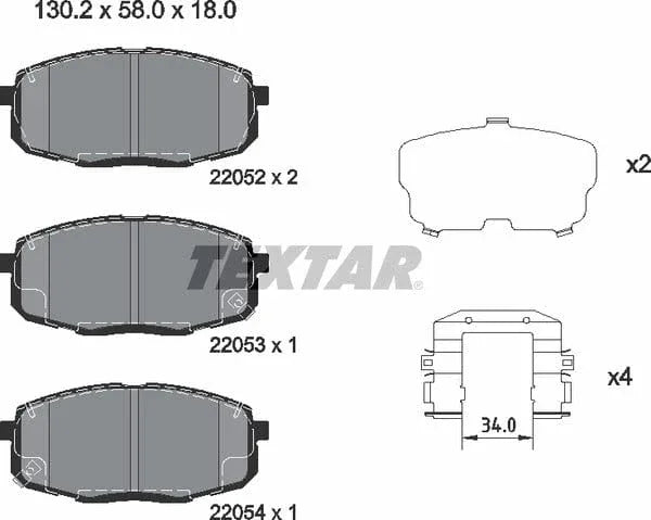 Textar Brake Pads Full Set Of 4 Front With Accessories 2205203 - image 5