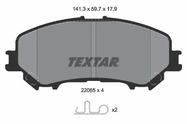 Textar Brake Pads Full Set Of 4 Front With Accessories 2206501 - image 4