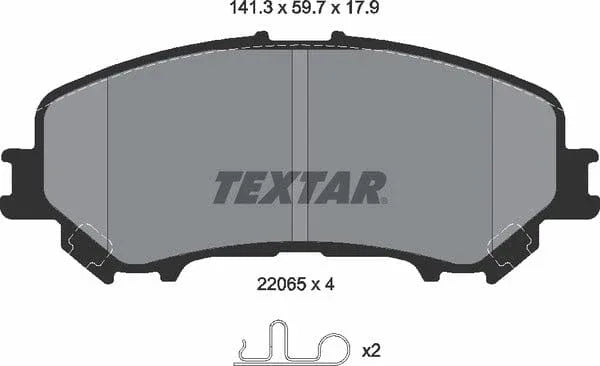 Textar Brake Pads Full Set Of 4 Front With Accessories 2206501 - image 5