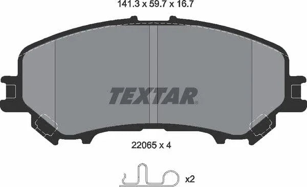 Textar Brake Pads Full Set Of 4 Front With Accessories 2206503 - image 5