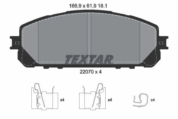 Textar Brake Pads Full Set Of 4 Front 2207001 - image 4