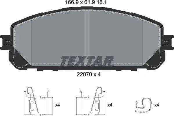 Textar Brake Pads Full Set Of 4 Front 2207001 - image 5