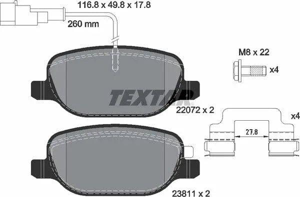 Textar Brake Pads Full Set Of 4 Rear With Brake Caliper Screws With Accessories 2207201 - image 5