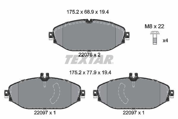 Textar Brake Pads Full Set Of 4 Front With Brake Caliper Screws 2207601 - image 4