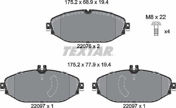 Textar Brake Pads Full Set Of 4 Front With Brake Caliper Screws 2207601 - image 5