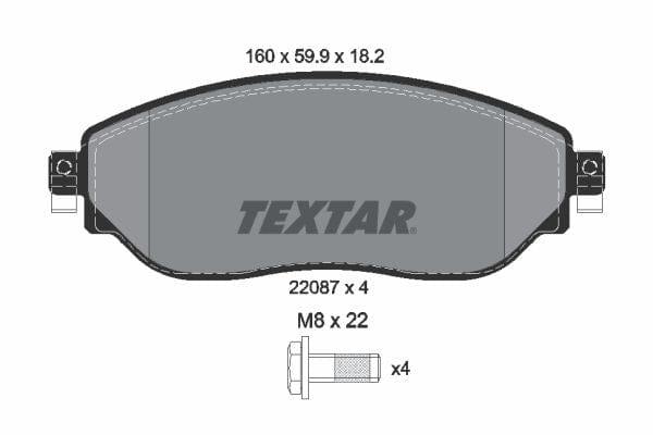 Textar Brake Pads Full Set Of 4 Front With Brake Caliper Screws 2208701 - image 4