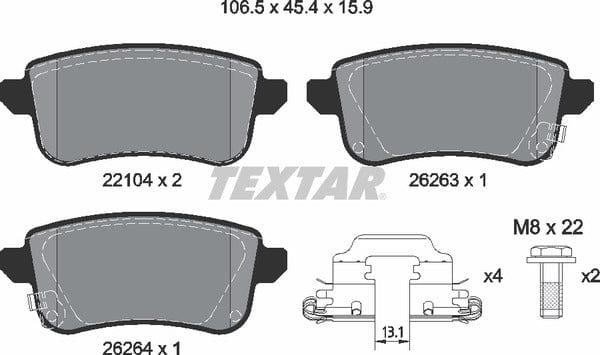 Textar Brake Pads Full Set Of 4 Rear With Brake Caliper Screws With Accessories 2210401 - image 5