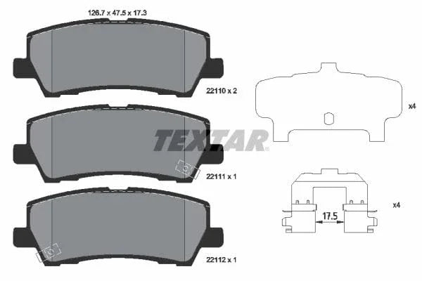 Textar Brake Pads Full Set Of 4 Rear With Accessories 2211001 - image 4