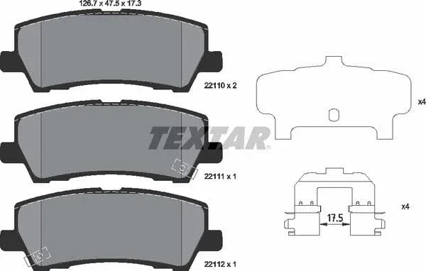 Textar Brake Pads Full Set Of 4 Rear With Accessories 2211001 - image 5