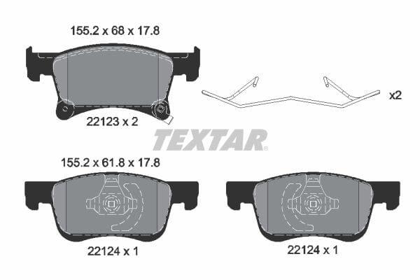 Textar Brake Pads Full Set Of 4 Front With Accessories 2212301 - image 4