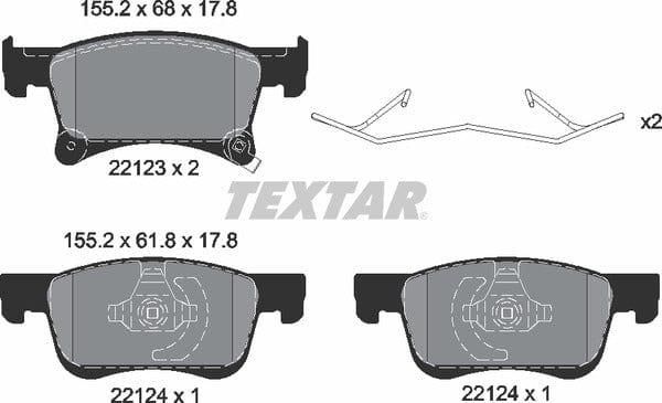 Textar Brake Pads Full Set Of 4 Front With Accessories 2212301 - image 5