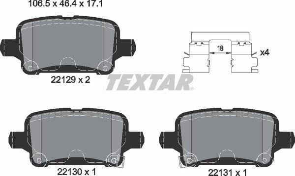 Textar Brake Pads Full Set Of 4 Rear With Accessories 2212901 - image 5