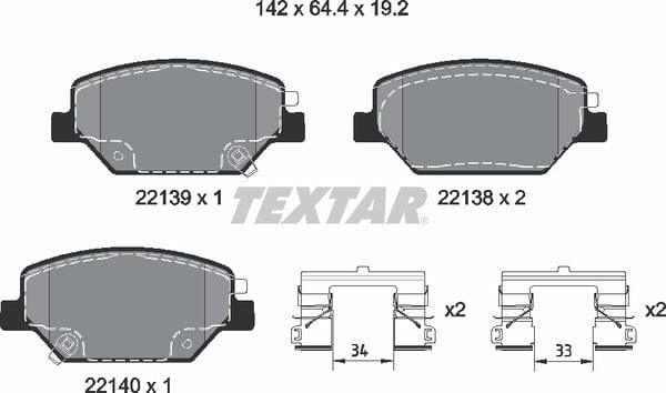 Textar Brake Pads Full Set Of 4 Front With Accessories 2213901 - image 5