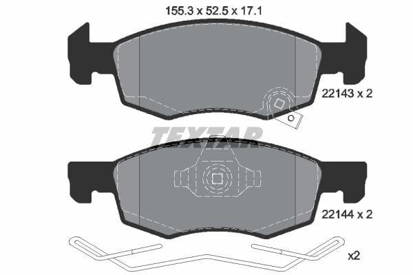 Textar Brake Pads Full Set Of 4 Front With Accessories 2214301 - image 4
