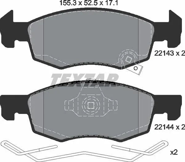 Textar Brake Pads Full Set Of 4 Front With Accessories 2214301 - image 5