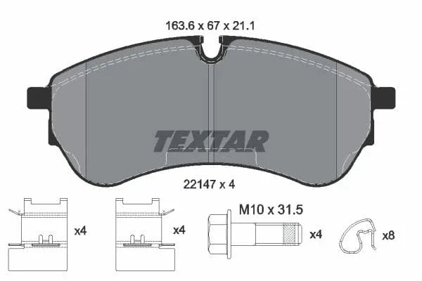 Textar Brake Pads Full Set Of 4 Front Rear With Brake Caliper Screws With Accessories 2214701 - image 4