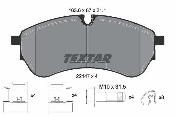 Textar Brake Pads Full Set Of 4 Front Rear With Brake Caliper Screws With Accessories 2214701 - image 5