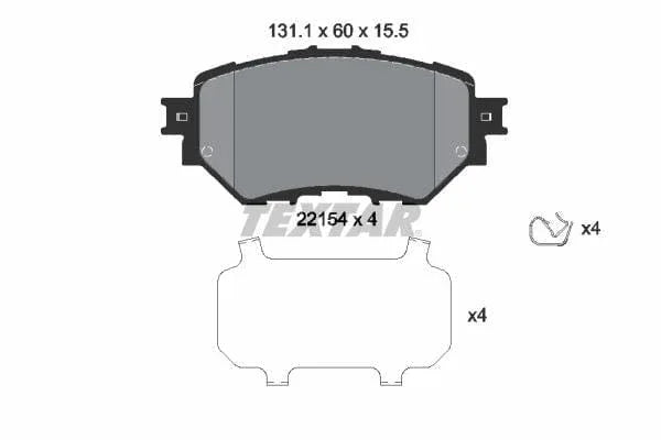 Textar Brake Pads Full Set Of 4 Front With Accessories 2215401 - image 4