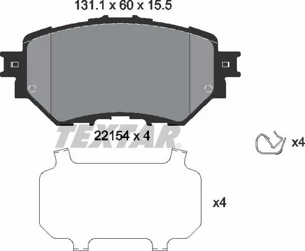 Textar Brake Pads Full Set Of 4 Front With Accessories 2215401 - image 5
