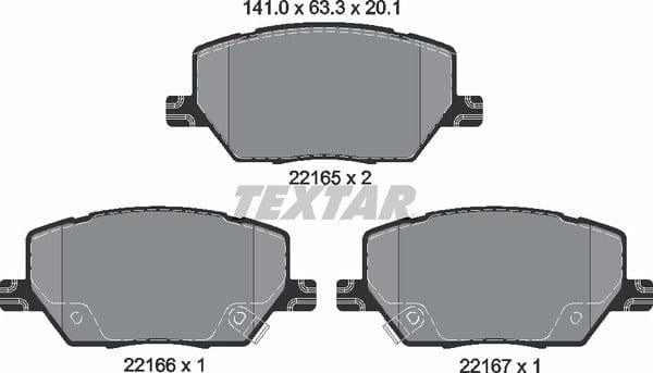 Textar Brake Pads Full Set Of 4 Front 2216501 - image 5