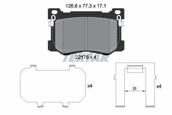 Textar Brake Pads Full Set Of 4 Front With Accessories 2217601 - image 4