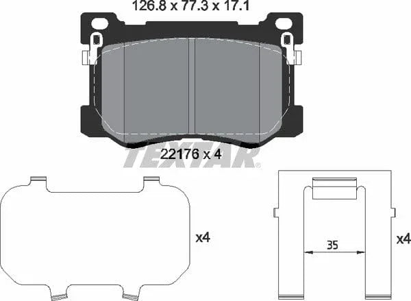 Textar Brake Pads Full Set Of 4 Front With Accessories 2217601 - image 5