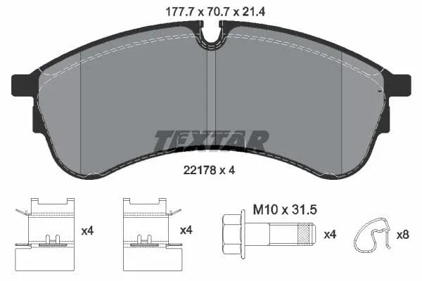Textar Brake Pads Full Set Of 4 Front With Brake Caliper Screws With Accessories 2217801 - image 4