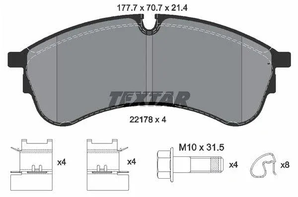 Textar Brake Pads Full Set Of 4 Front With Brake Caliper Screws With Accessories 2217801 - image 5