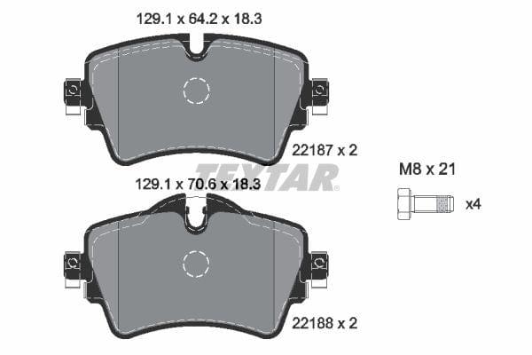 Textar Brake Pads Full Set Of 4 Front With Brake Caliper Screws 2218701 - image 4