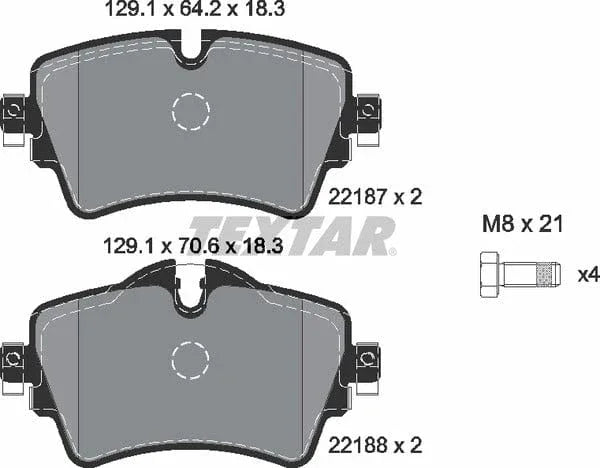 Textar Brake Pads Full Set Of 4 Front With Brake Caliper Screws 2218701 - image 5