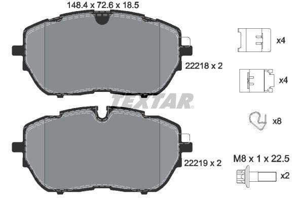 Textar Brake Pads Full Set Of 4 Front With Brake Caliper Screws With Accessories 2221801 - image 4