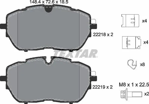 Textar Brake Pads Full Set Of 4 Front With Brake Caliper Screws With Accessories 2221801 - image 5