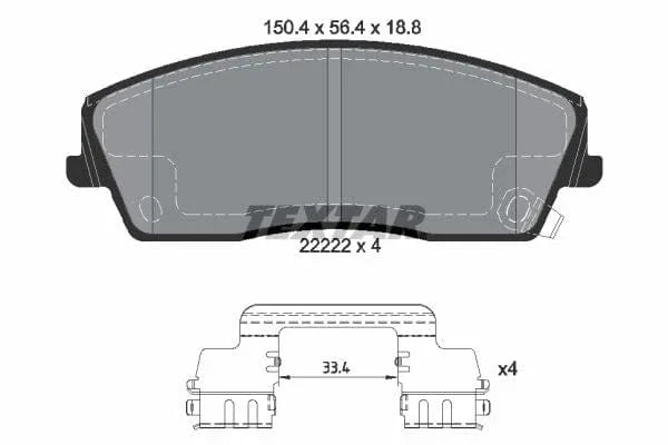 Textar Brake Pads Full Set Of 4 Front With Accessories 2222201 - image 4