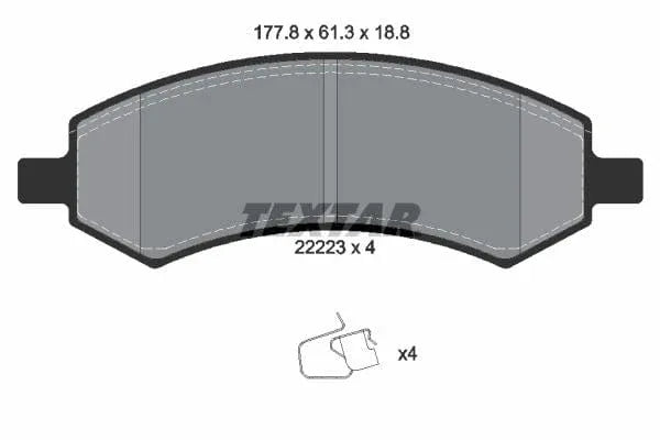 Textar Brake Pads Full Set Of 4 Front With Accessories 2222301 - image 4