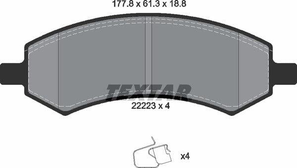 Textar Brake Pads Full Set Of 4 Front With Accessories 2222301 - image 5
