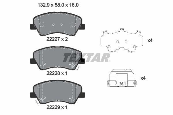 Textar Brake Pads Full Set Of 4 Front With Accessories 2222701 - image 4