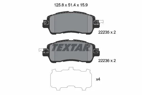 Textar Brake Pads Full Set Of 4 Front 2223501 - image 4