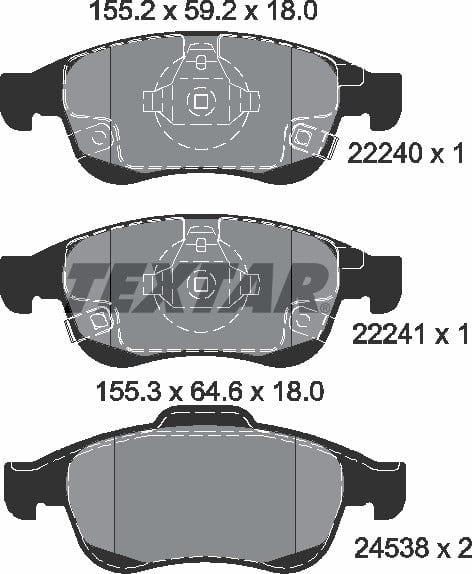 Textar Brake Pads Full Set Of 4 Front 2224001 - image 5