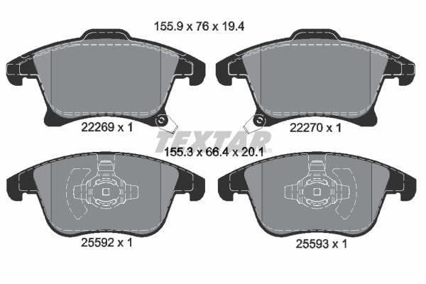 Textar Brake Pads Full Set Of 4 Front 2226901 - image 4