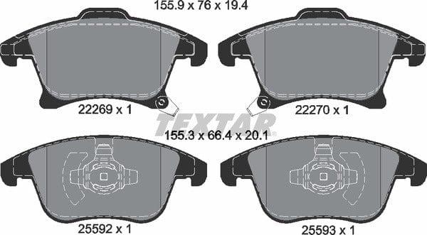 Textar Brake Pads Full Set Of 4 Front 2226901 - image 5