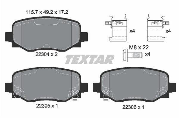 Textar Brake Pads Full Set Of 4 Rear With Brake Caliper Screws With Accessories 2230401 - image 5