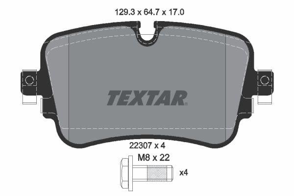 Textar Brake Pads Full Set Of 4 Rear With Brake Caliper Screws 2230701 - image 4