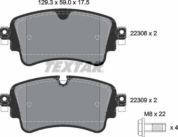 Textar Brake Pads Full Set Of 4 Rear With Brake Caliper Screws 2230801 - image 5