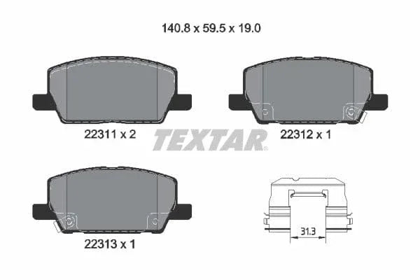 Textar Brake Pads Full Set Of 4 Front With Accessories 2231102 - image 4