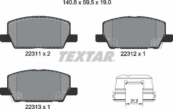 Textar Brake Pads Full Set Of 4 Front With Accessories 2231102 - image 5