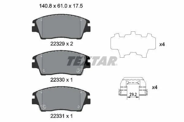 Textar Brake Pads Full Set Of 4 Front With Accessories 2232901 - image 4