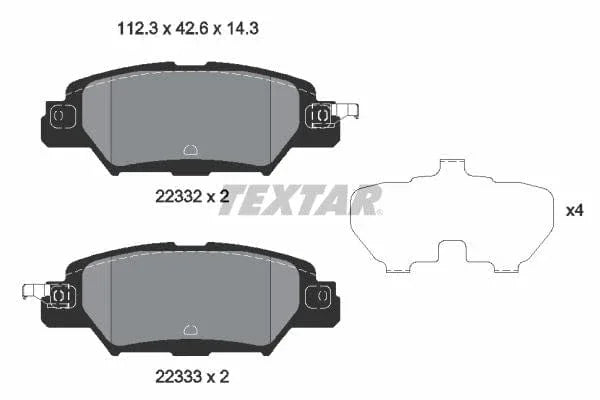 Textar Brake Pads Full Set Of 4 Rear With Accessories 2233201 - image 4