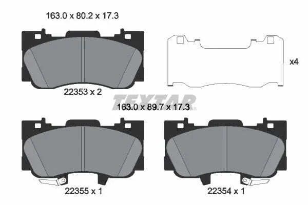 Textar Brake Pads Full Set Of 4 Front 2235301 - image 4