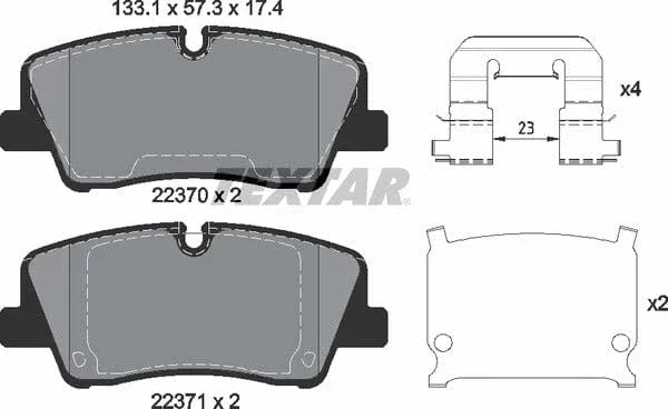 Textar Brake Pads Full Set Of 4 Rear With Accessories 2237001 - image 5