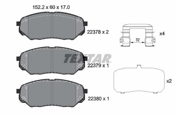 Textar Brake Pads Full Set Of 4 Front With Accessories 2237801 - image 4